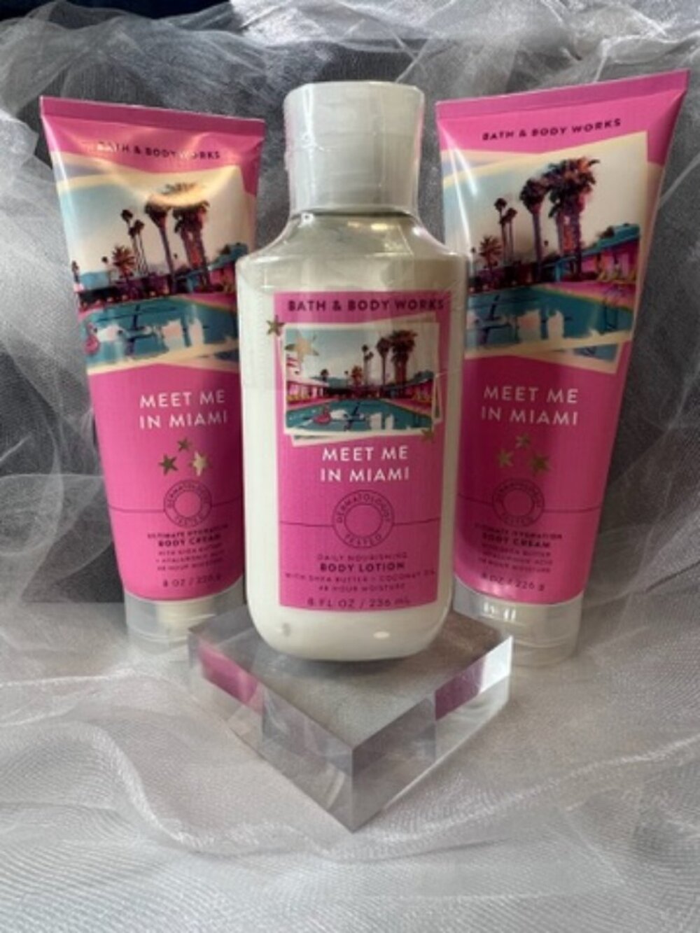 Set of 3 Bath & Body Works Meet Me in Miami Body Cream & Body Wash (FL1106)
